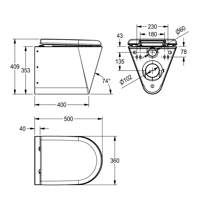 KWC Campus Stainless Steel Wall Mounted Toilet Pan
